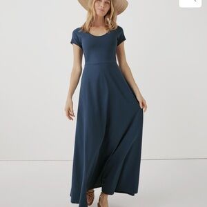 Pact Fit & Flare Crossback Maxi Dress